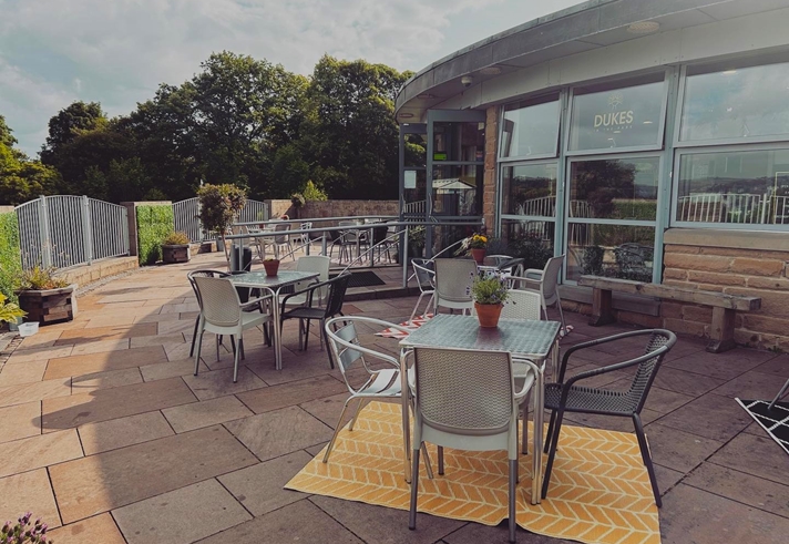 Outside seating area at Dukes in the Park