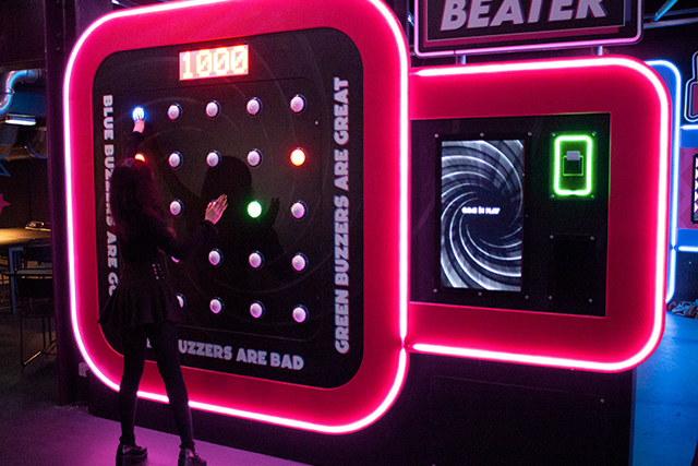 A person playing one of the games at Gameshow All Stars.