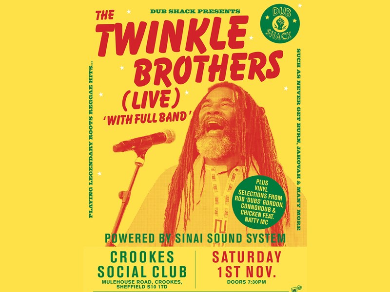 Poster for the event with an image of a man singing into a microphone.