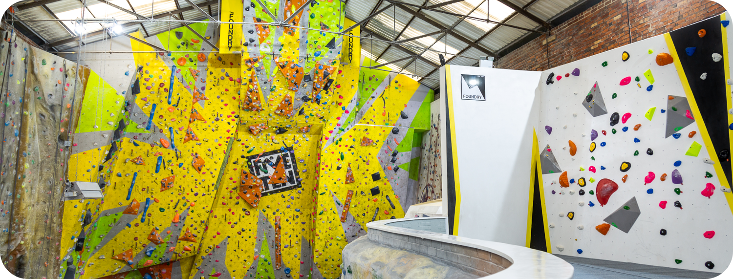 Climbing walls at The Foundry Climbing Centre.