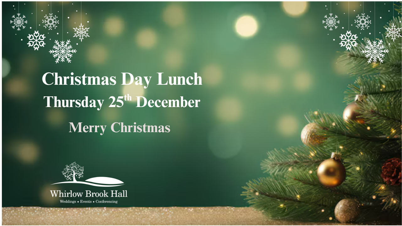 Poster for the event with the date and the time on a picture of a decorated Christmas tree.