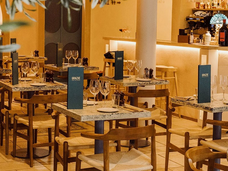 The interior of Grazie .