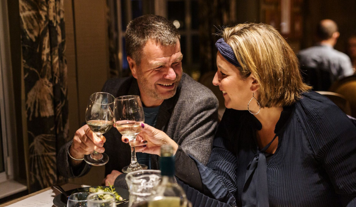 A couple enjoying a night out at Ego Mediterranean.