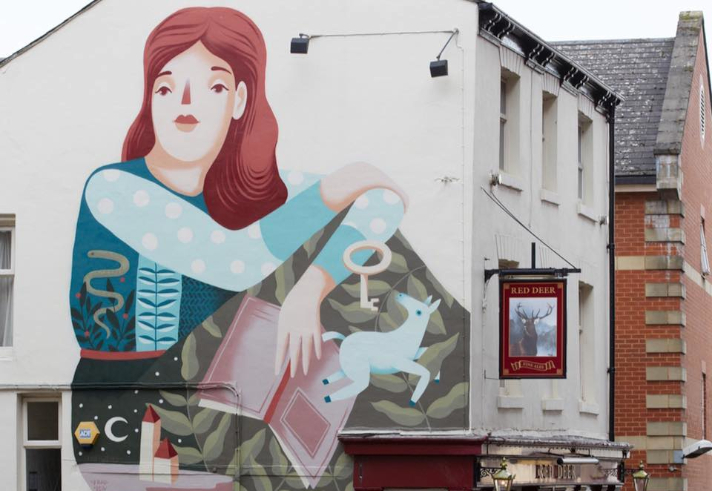 The exterior of The Red Deer.