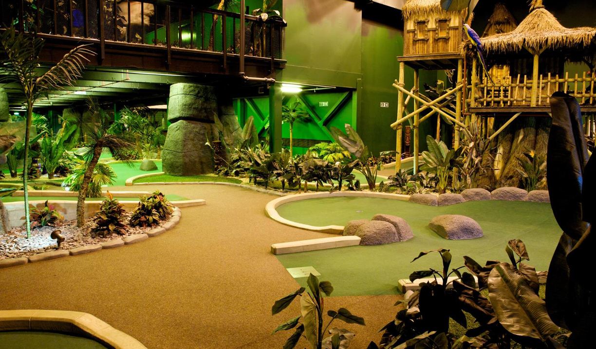  An indoor crazy golf course.