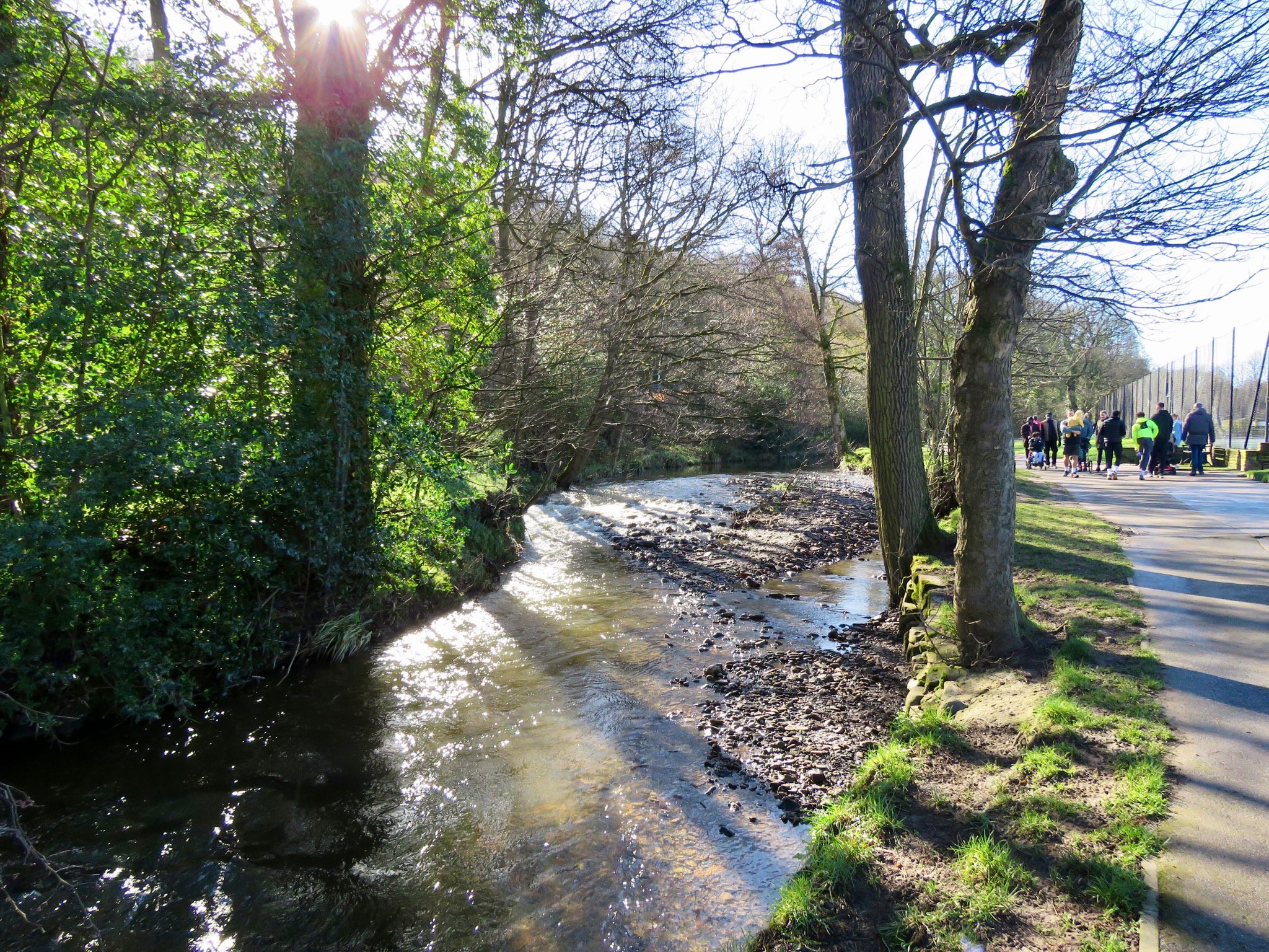 The river and a path running through Millhouses Park.
