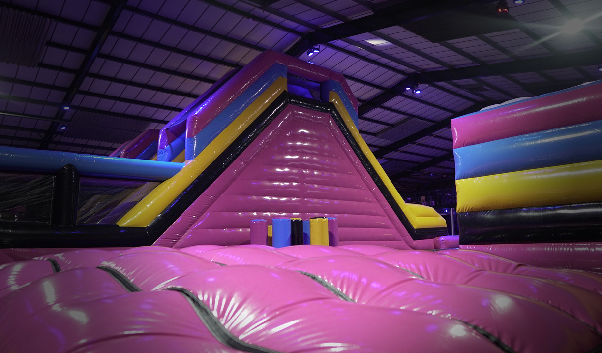 A huge, inflatable obstacle course with slides.