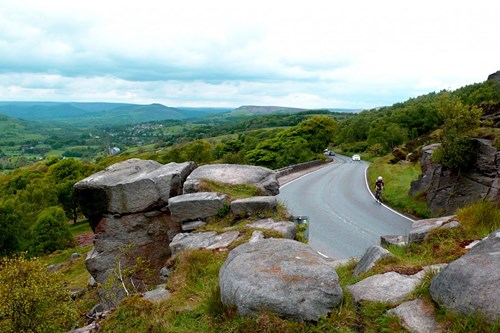 Surprise View and the road leading down towards Hathersage in the Hope Valley