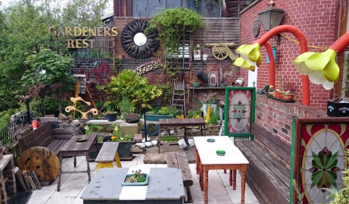 The beer garden at The Gardeners Rest.