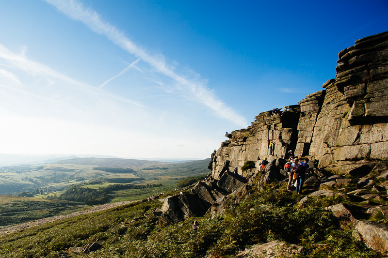 Stanage Edge on a sunny day.