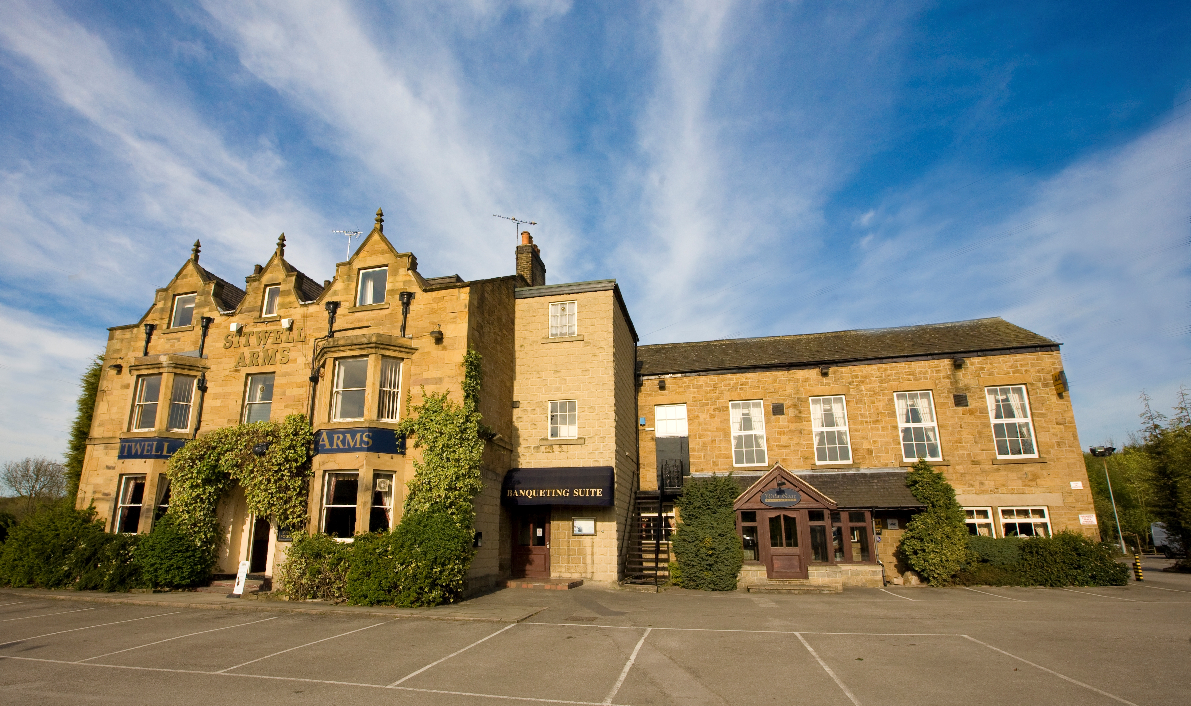 The exterior of the Sitwell Arms Hotel.