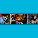 A collage of three images of people sleeping rough for a Roundabout fundraising Sleep Out event.