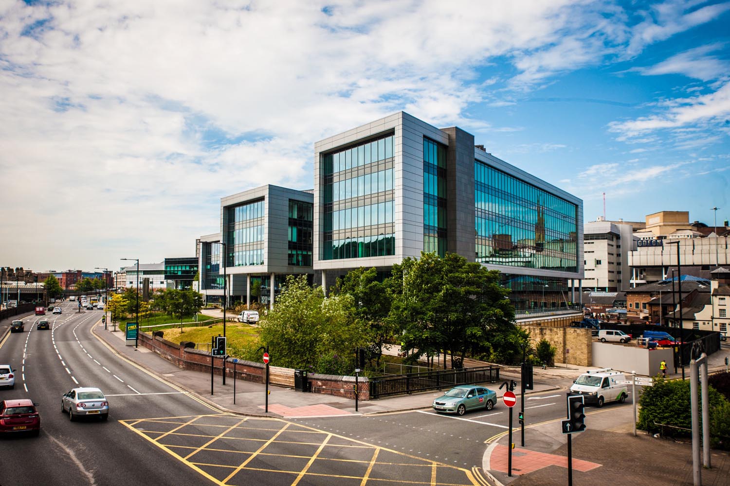 An exterior shot of the Digital Campus in the centre of Sheffield.