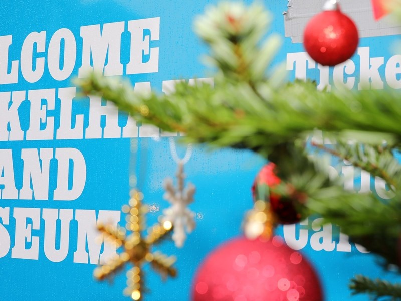 Kelham Island Museum sign and festive decorations