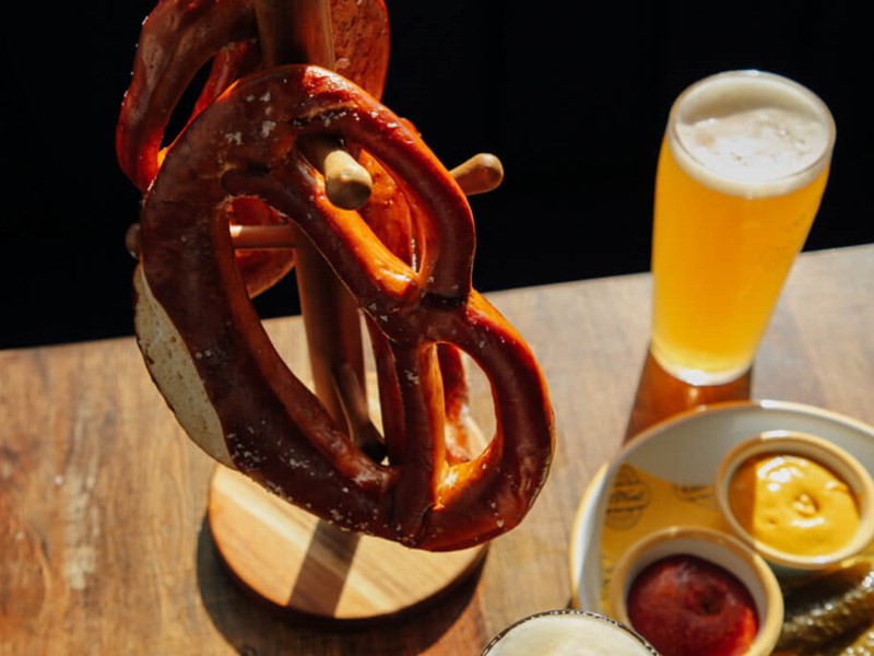 Beer and pretzels at the Two Thirds Beer Co.