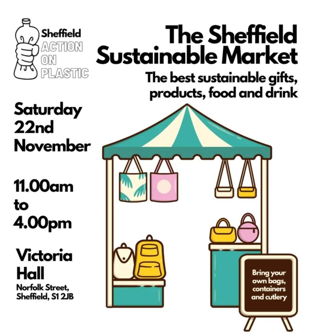 Poster for the event with an illustration of a market stall.