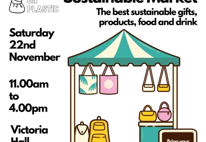 Poster for the event with an illustration of a market stall.
