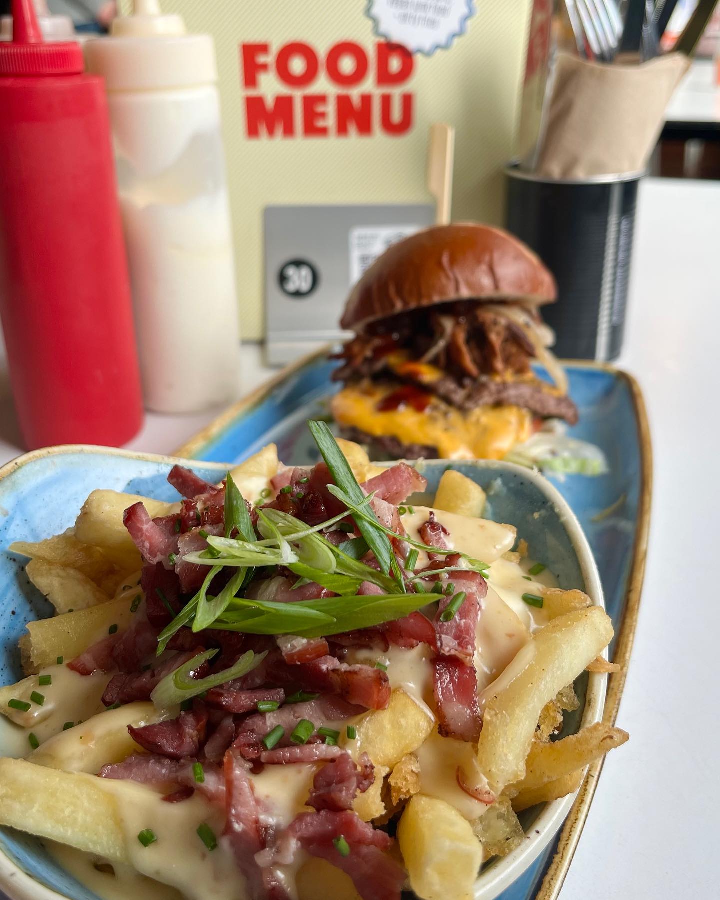 Burger and dirty chips at The Common Room.
