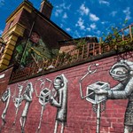 Phlegm street art outside The Rutland Arms.