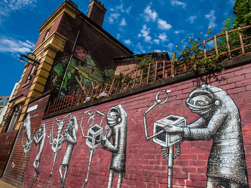 Phlegm street art outside The Rutland Arms.