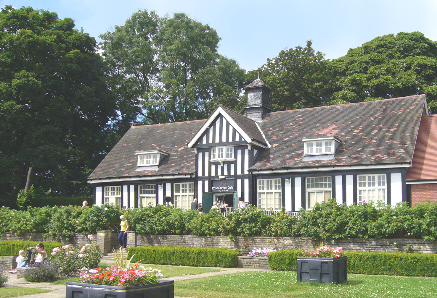 The exterior of the Rose Garden Cafe.