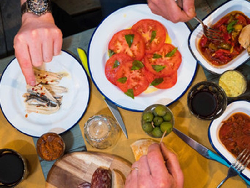 People eating a meal at North Town.