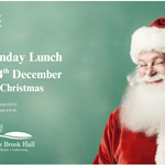 A picture of Santa Clause with text listing details of the event.