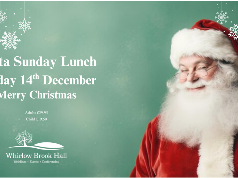 A picture of Santa Clause with text listing details of the event.