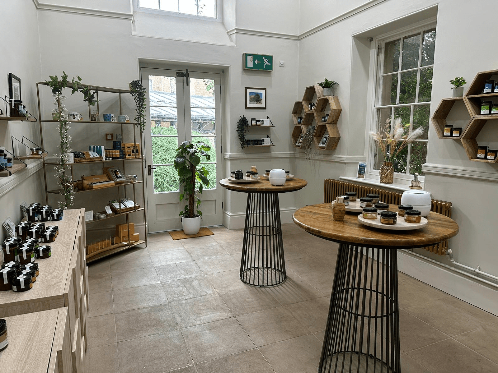 The interior of the Balqees shop, with lots of displays of honey.