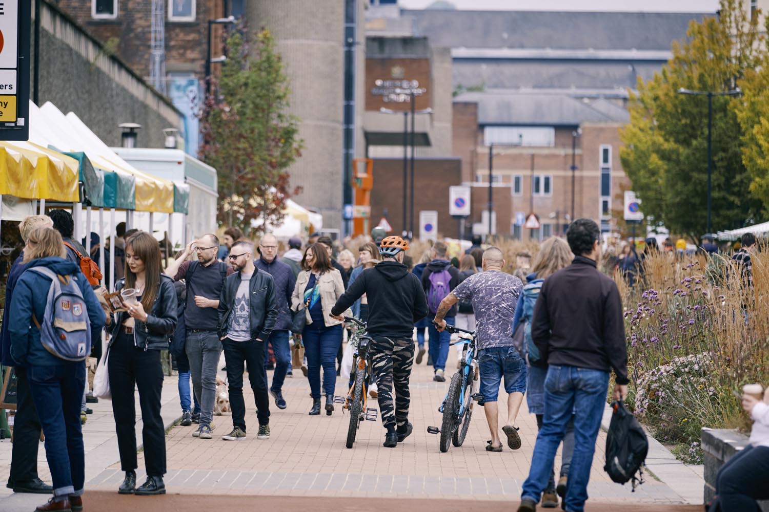 Pollen Market filled with people.