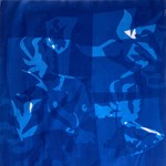 An abstract painting, predominantly in shades of blue, by Natalie Finnemore.