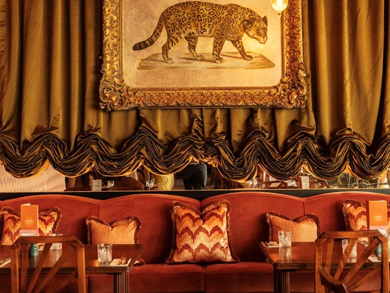 A photograph of the sumptuous interior at Cosy Club Sheffield.