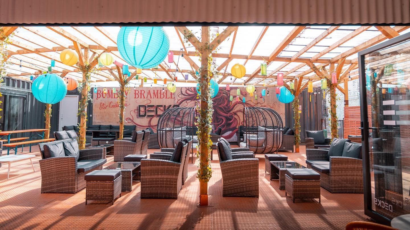 Outdoor seating are at Decks.