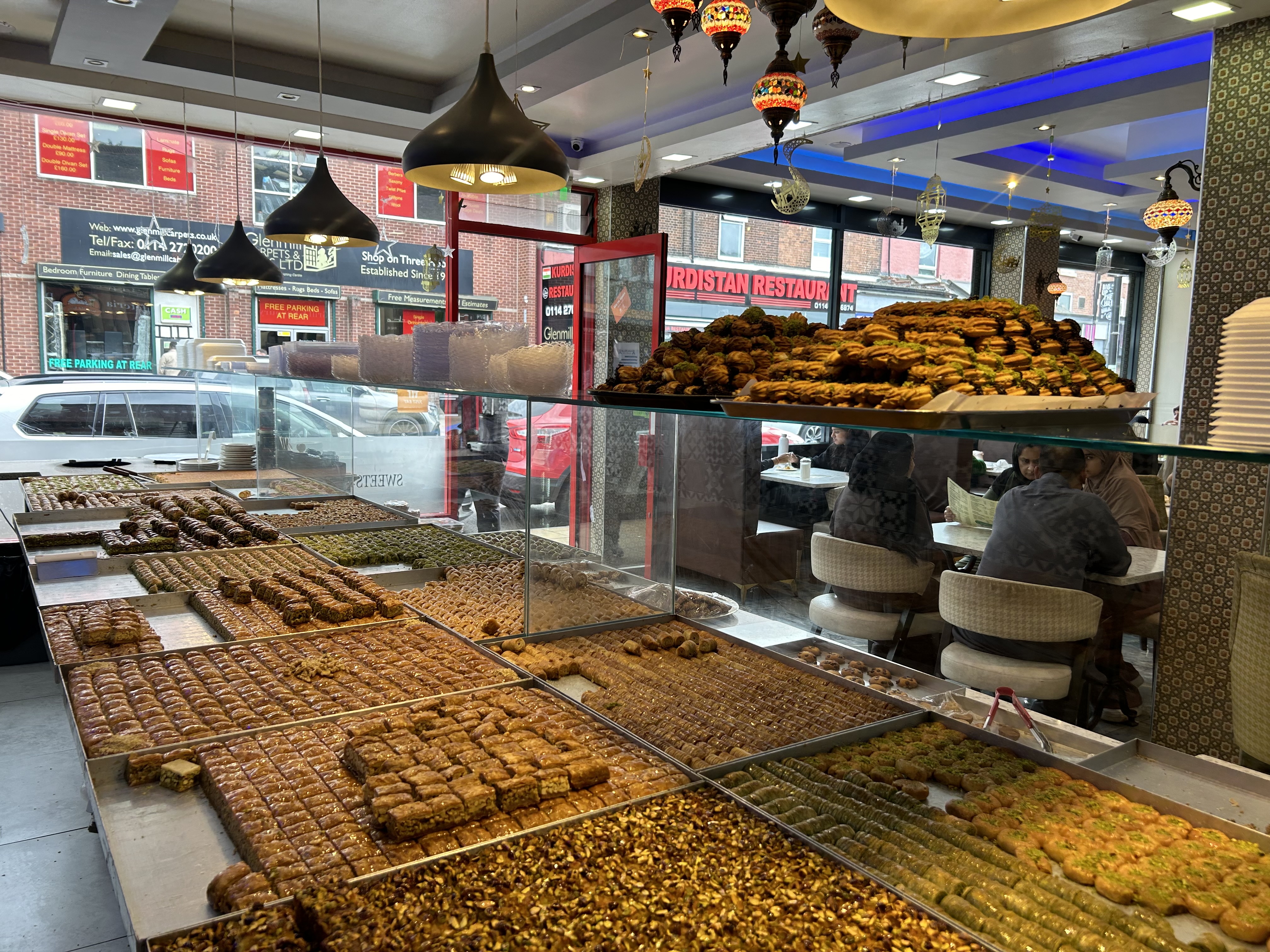 an image to show the wide selection of freshly baked middle eastern desserts