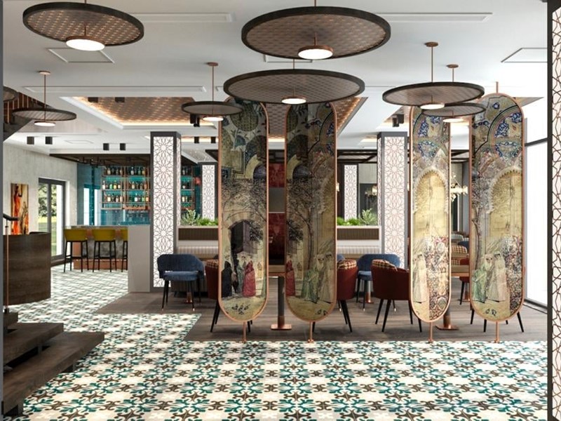 The interior of Mavi Ruya Turkish Bar & Grill.