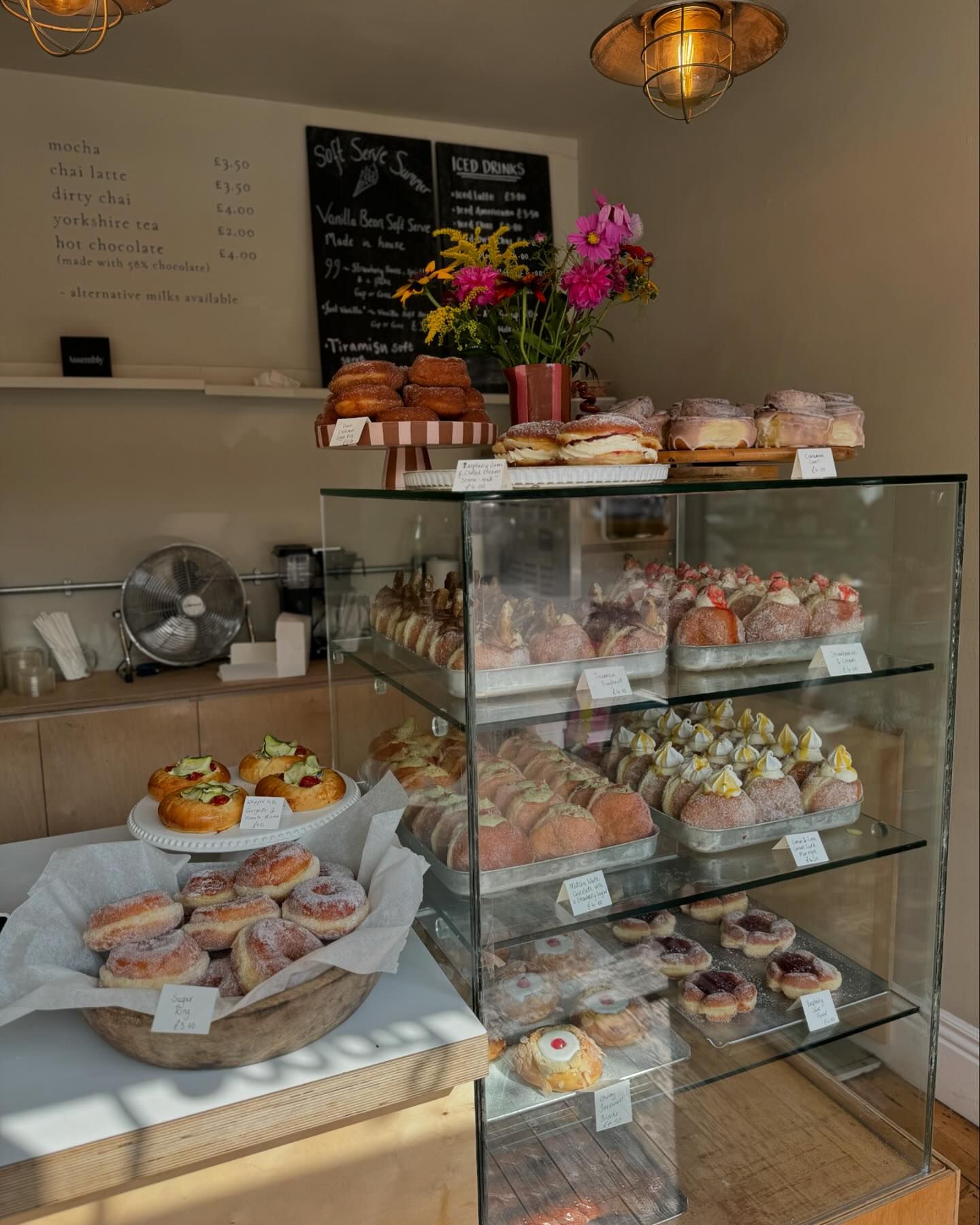 A glass case filled with baked goodies at Eve Kitchen.