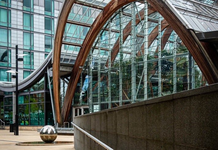 The exterior of the Sheffield Winter Garden and the Mercure Hotel.