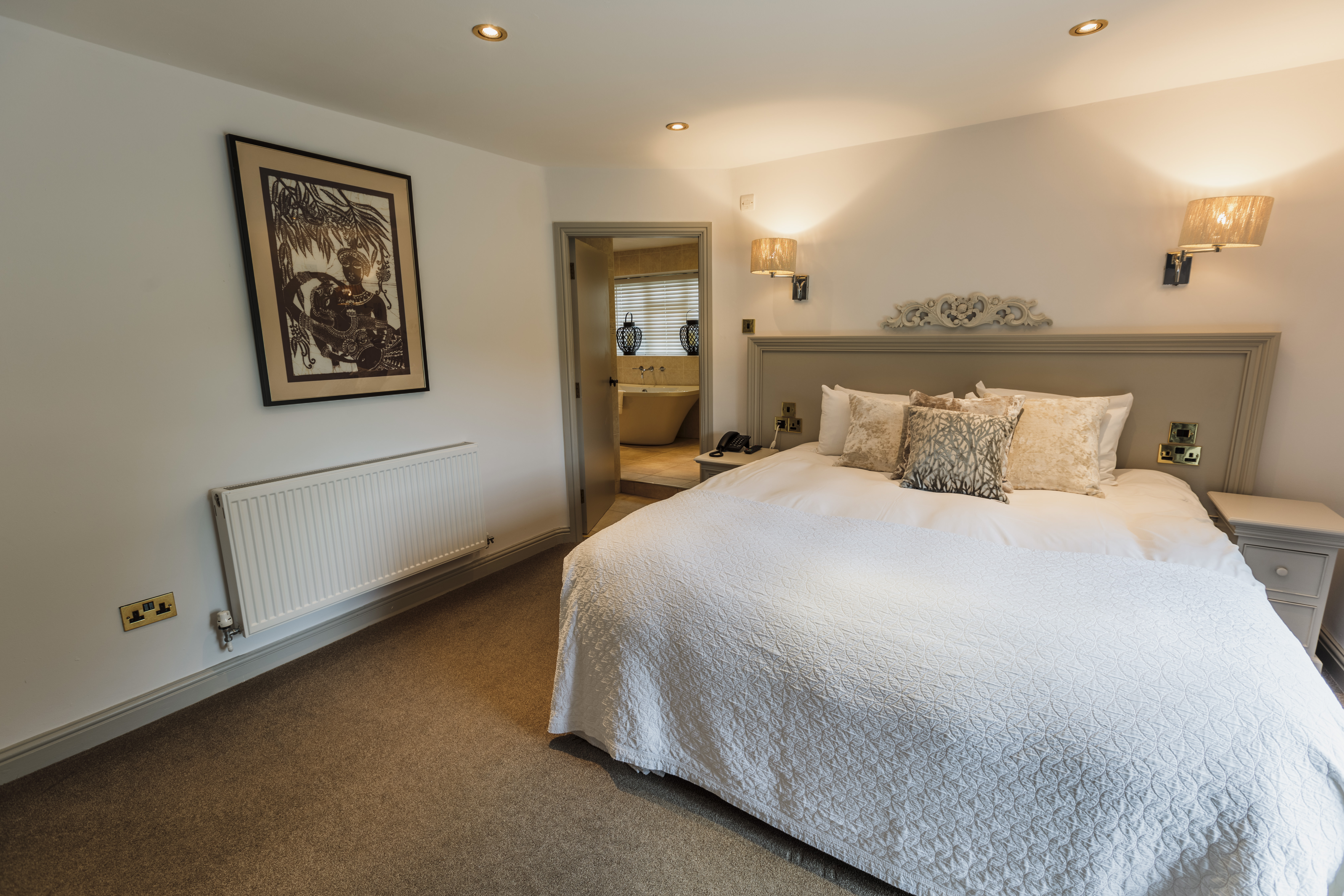 Spacious double room at Losehill Hall Hotel with a comfortable double bed and elegant décor.