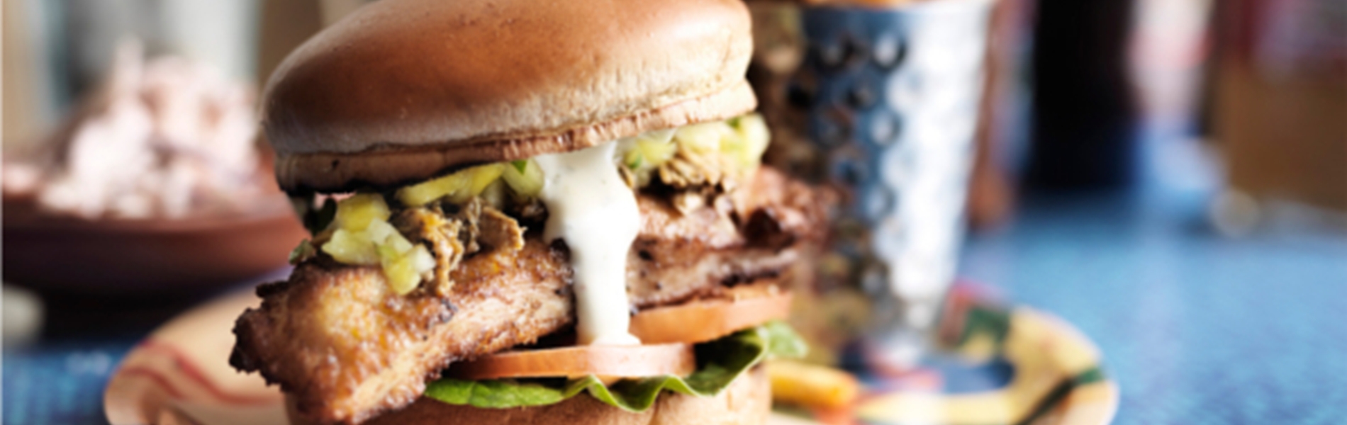 Burger and chips at Turtle Bay.