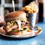 Burger and chips at Turtle Bay.