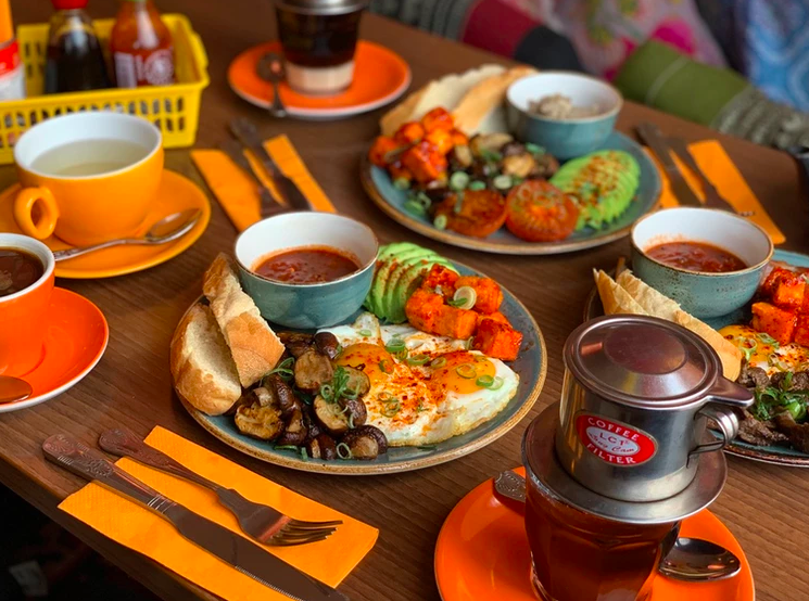 A photograph of a table laid out at Năm Sông 