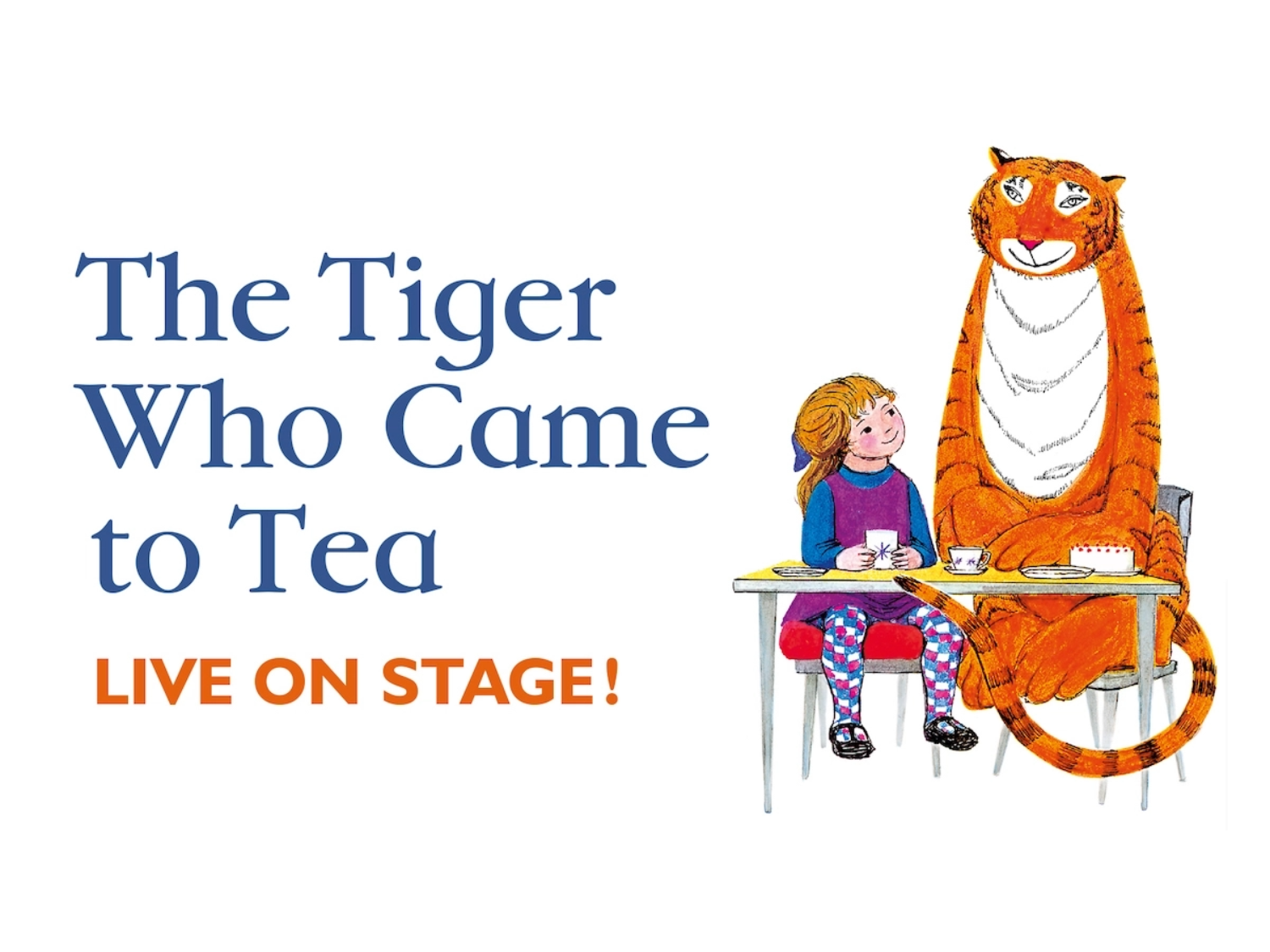 The classic illustration from the cover of the book 'The Tiger Who Came To Tea'.