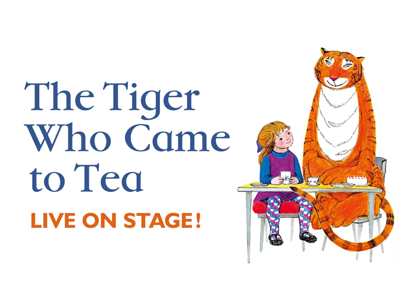 The classic illustration from the cover of the book 'The Tiger Who Came To Tea'.