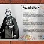 The plaque at Pound's Park.