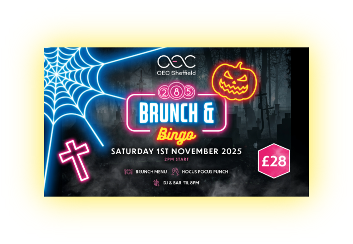 Promo poster for the event, listing the details, embellished with pumpkins and spiderwebs.