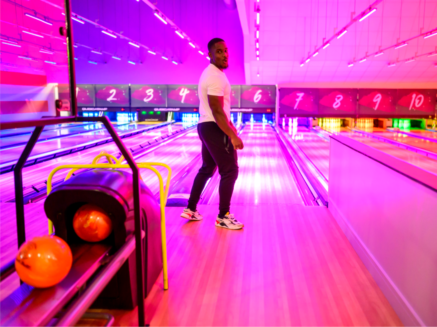 The bowling lanes at Tenpin.