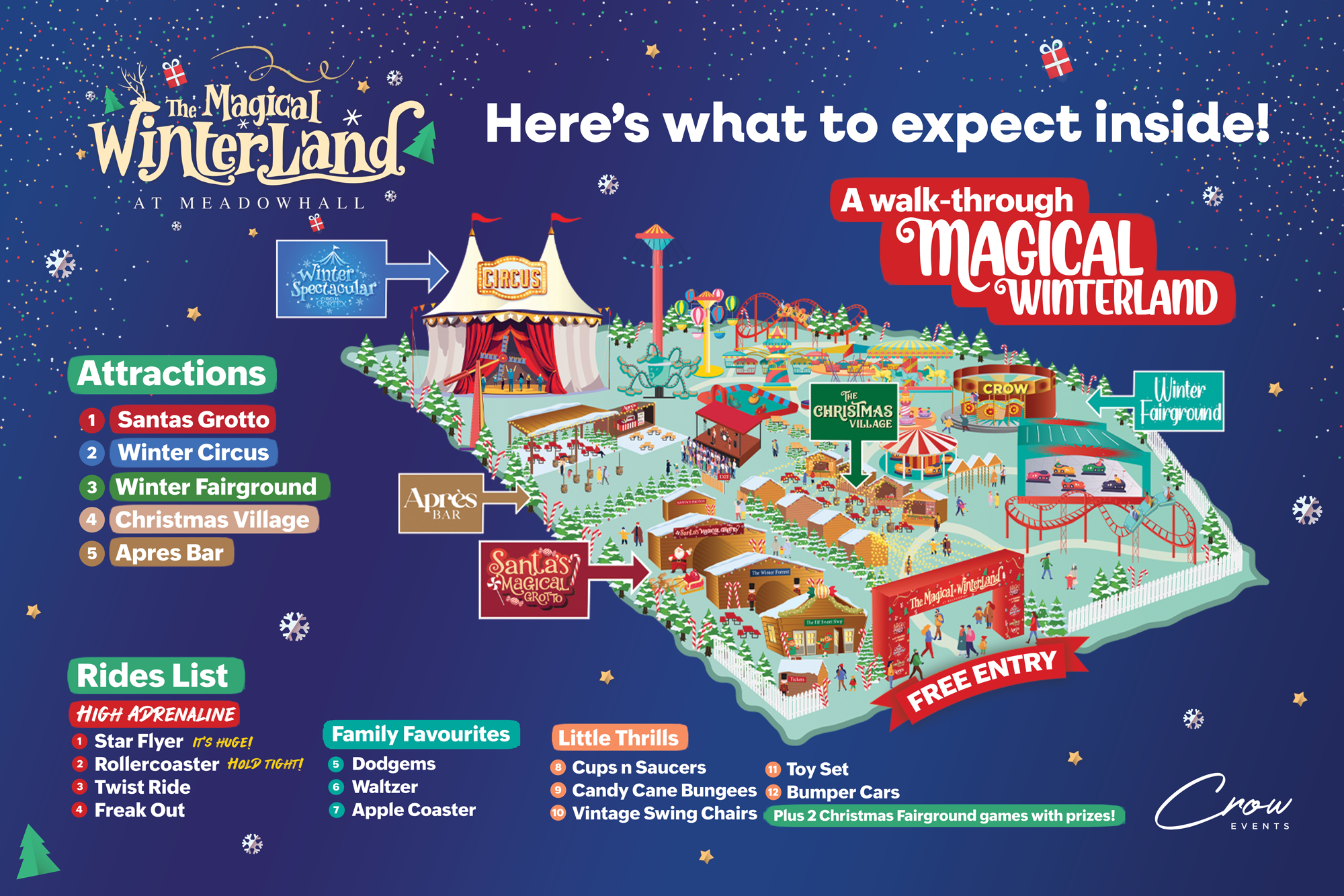 A map of activity locations at Meadowhall's Magical Winterland 