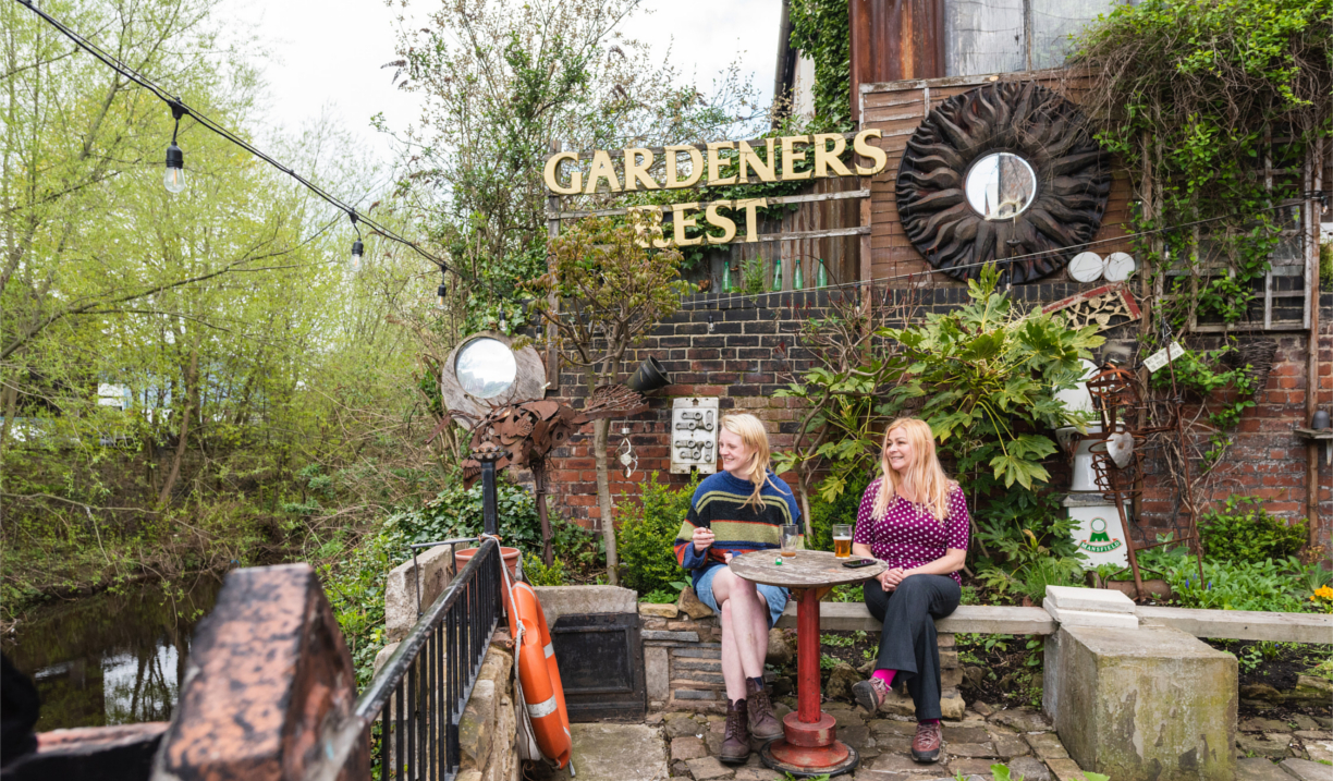The beer garden at The Gardeners Rest.