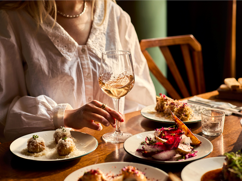 A person dining at Cosy Club.