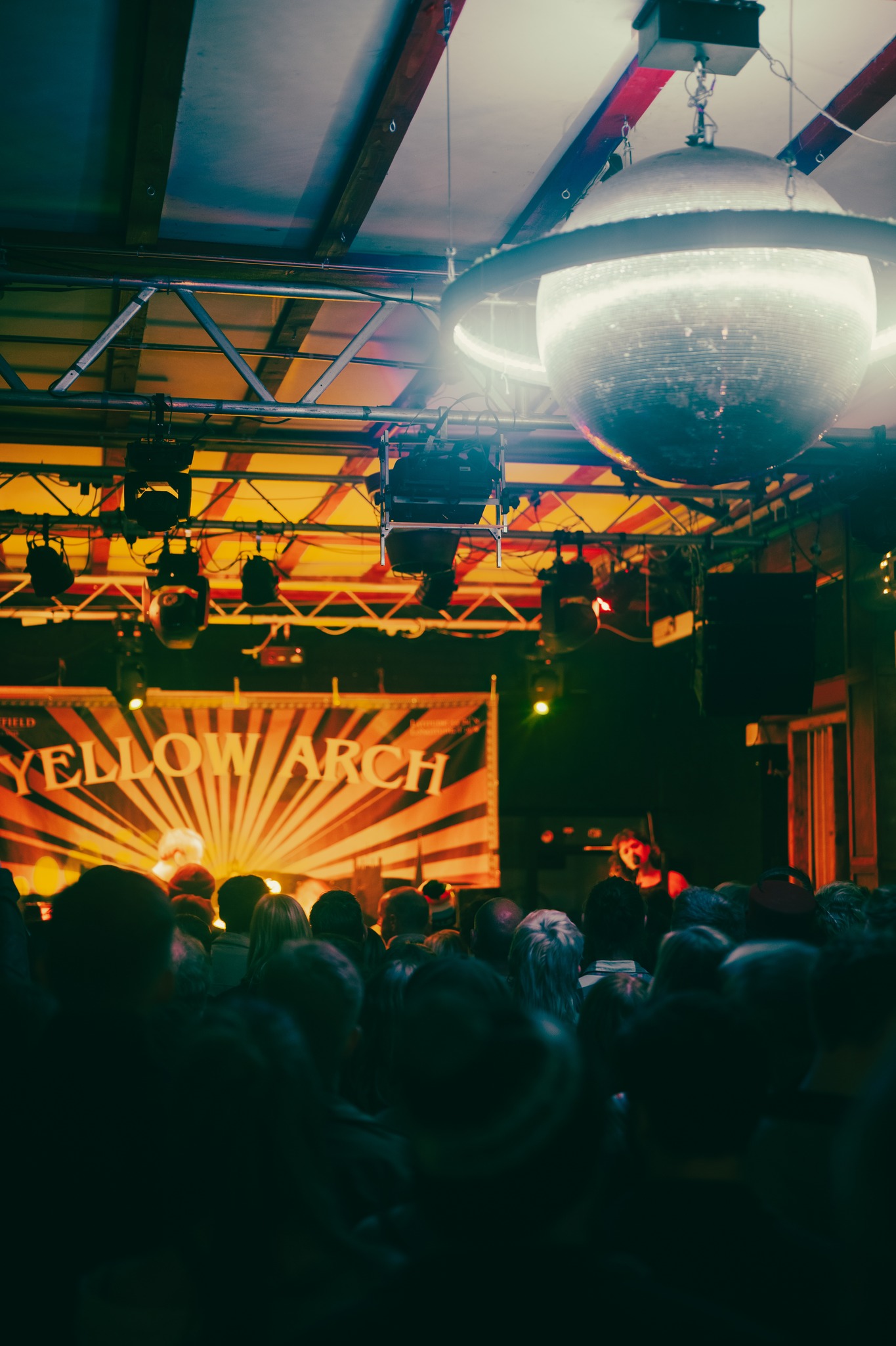 A crowd enjoys a live band at Yellow Arch Studios in Sheffield.